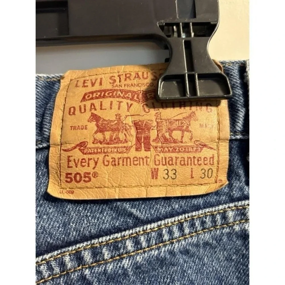 Levi's‎ 505 Men's Regular Fit Jeans Medium Wash Straight Leg Distressed 33x30